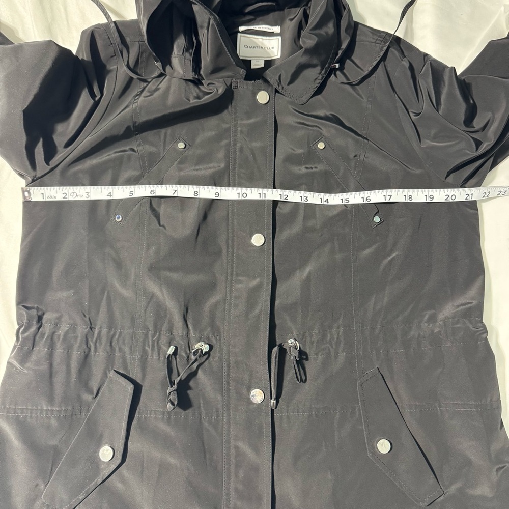 Charter Club Anorak Jacket Large Petite Water-Resistant Hooded Drawstring Waist - Picture 11 of 14